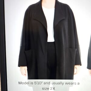 New MAX STUDIO Draped Collar Open Front Workwear Jacket Black 1X